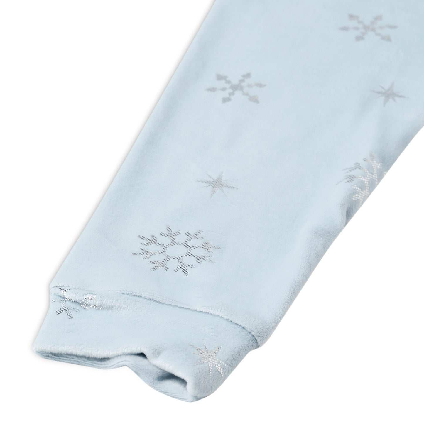 Girls Self Design Velvet Party Jacket with Zipper – Light Blue (Without Hood)