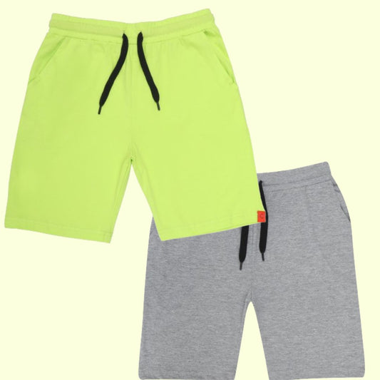 Kids Cotton Shorts Grey & Green