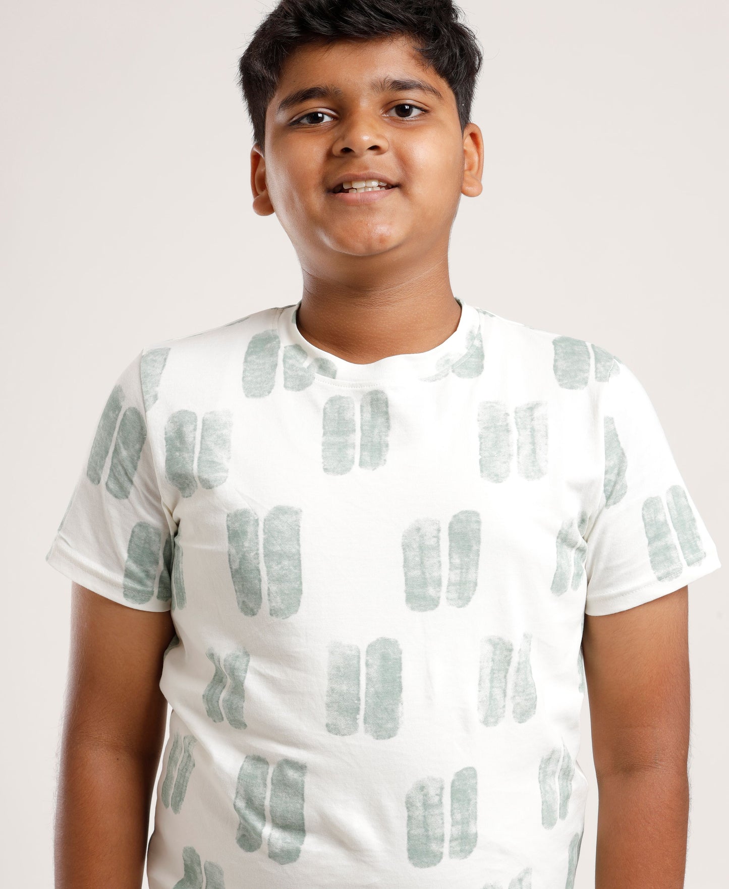 Printed Boys Half Sleeves Shorts Set - Coord set -White Night suit