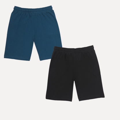 Kids Cotton Shorts Black & Blue