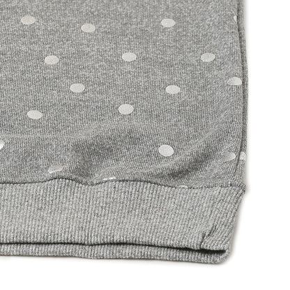 Girls Fleece Printed Round Neck Sweatshirt | Grey Dot Print