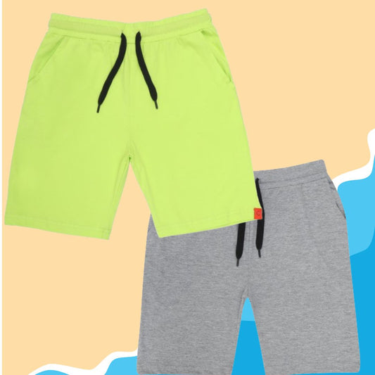 Kids Cotton Shorts Grey & Green