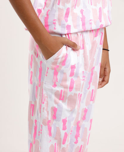 Printed Girls Half Sleeves Pyjama Set - Coord set -Pink Night suit