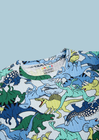 CHILINS Kids’ Dinosaur Print T‑Shirt & Shorts Set – Fun Beachwear