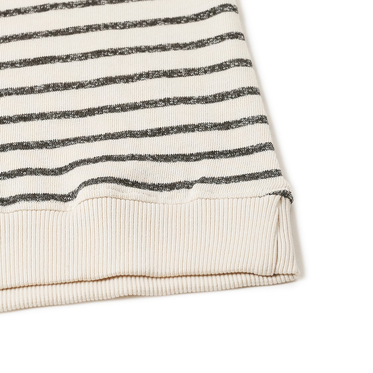Boys Fleece Printed Round Neck Sweatshirt | White Black Striped