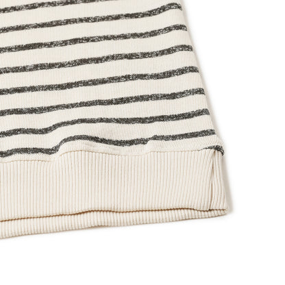 Boys Fleece Printed Round Neck Sweatshirt | White Black Striped