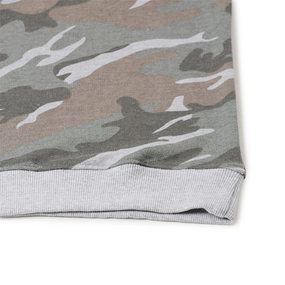 Boys Fleece Printed Round Neck Sweatshirt | Grey Camouflage