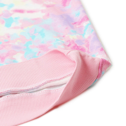 Girls Fleece Printed Round Neck Sweatshirt | Pink Tie Dye