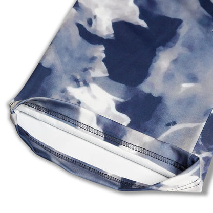 CHILINS Girls Printed Lycra Spun Palazzo | Blue Abstract Print Wide Leg Pants