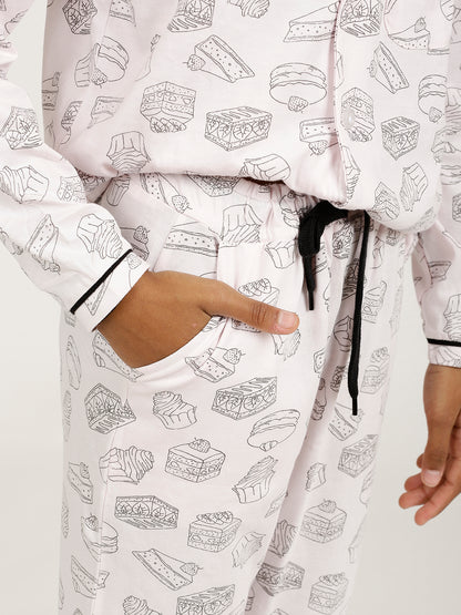 CHILINS Girls Shirt Pyjama Night Dress – Pure Cotton, Pink Foodies Print