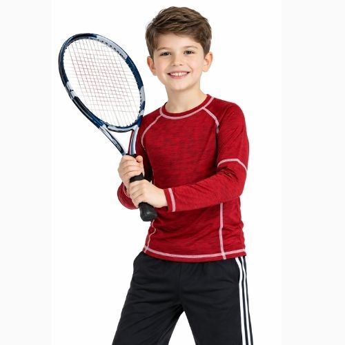 CHILINS Boys Activewear Dry Fit Full Sleeve Sports T-Shirt Orange