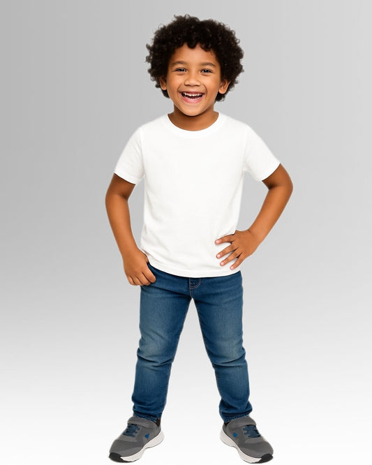 Kids Round Neck T-Shirt Half Sleeves 100% Cotton Plain Solid Color Tshirt