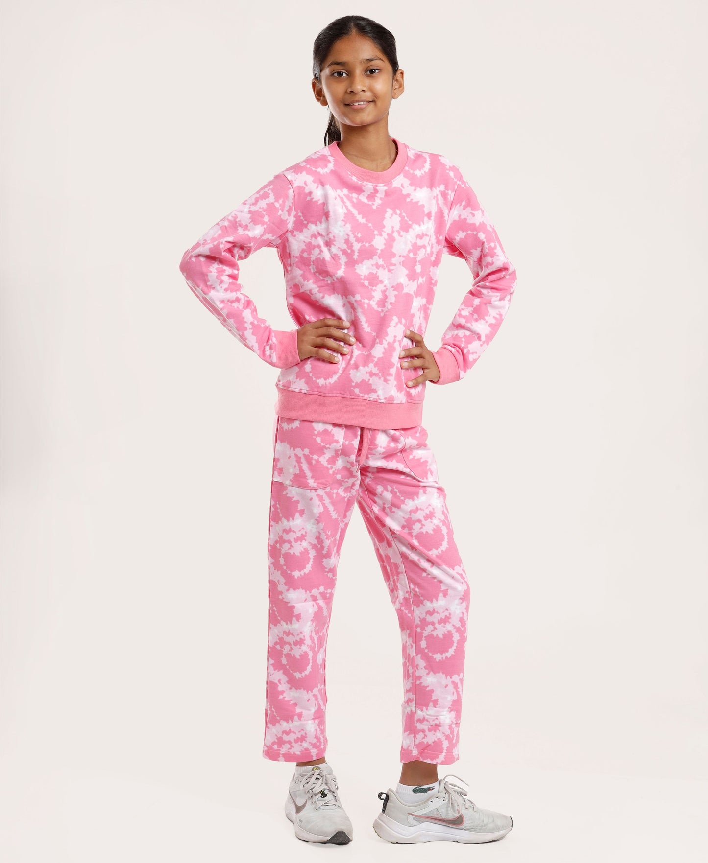 Girls’ Tie-Dye Clothing set |Sweatshirt & Jogger Co-Ord Set |Pink