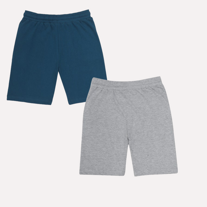 Kids Cotton Shorts Grey & Blue