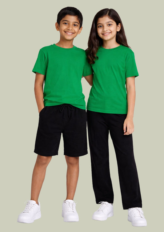 CHILINS Kids’ Green Cotton T‑Shirt – Soft Crew‑Neck Everyday Wear