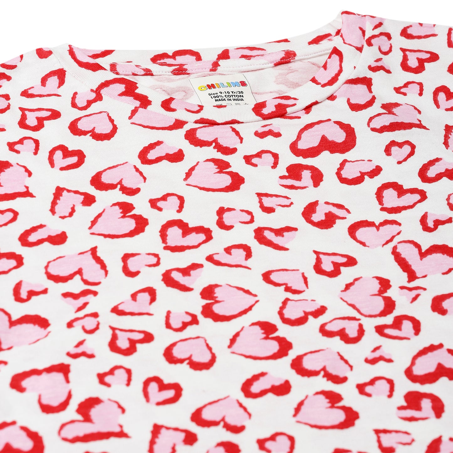 Sleepwear Set | Tshirt Pyjama Pant Set | Nightsuit Set | Boys & Girls Cotton Fabric Red Heart