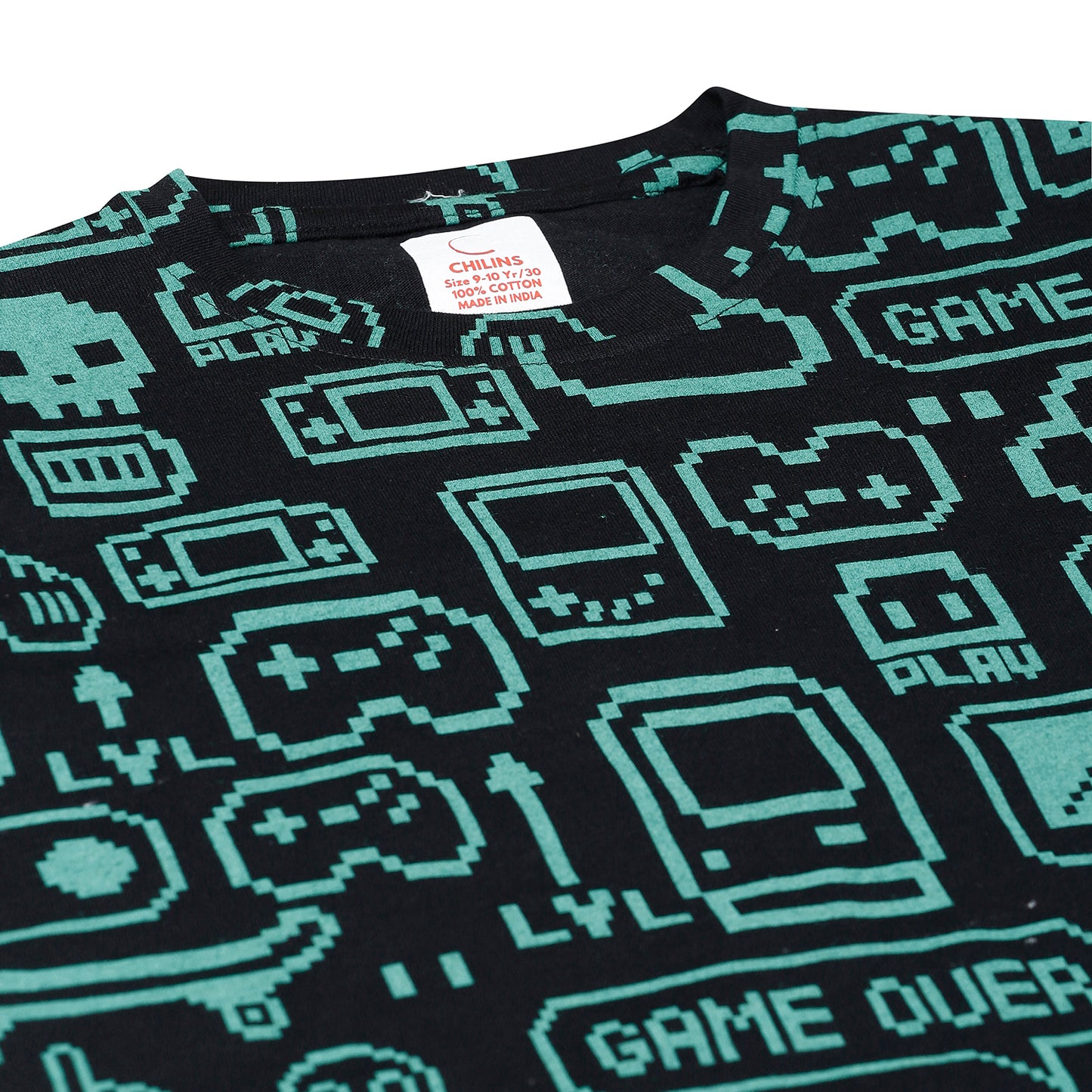 Sleepwear Set | Tshirt Pyjama Pant Set | Nightsuit Set | Boys & Girls Cotton Fabric Black