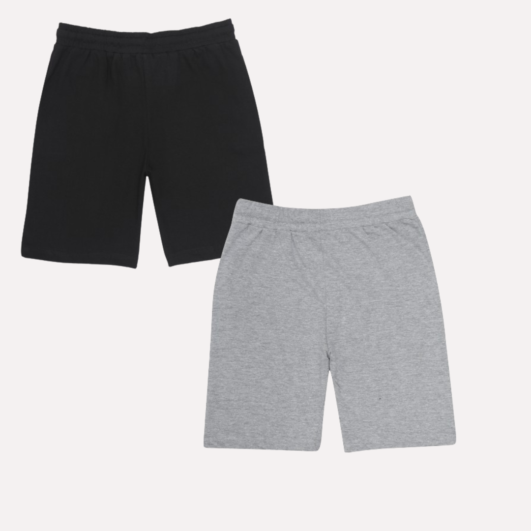 Kids Cotton Shorts Grey & Black