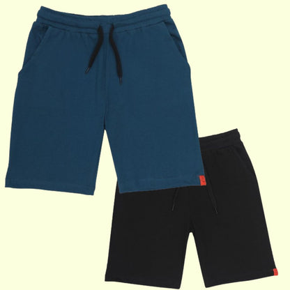 Kids Cotton Shorts Black & Blue