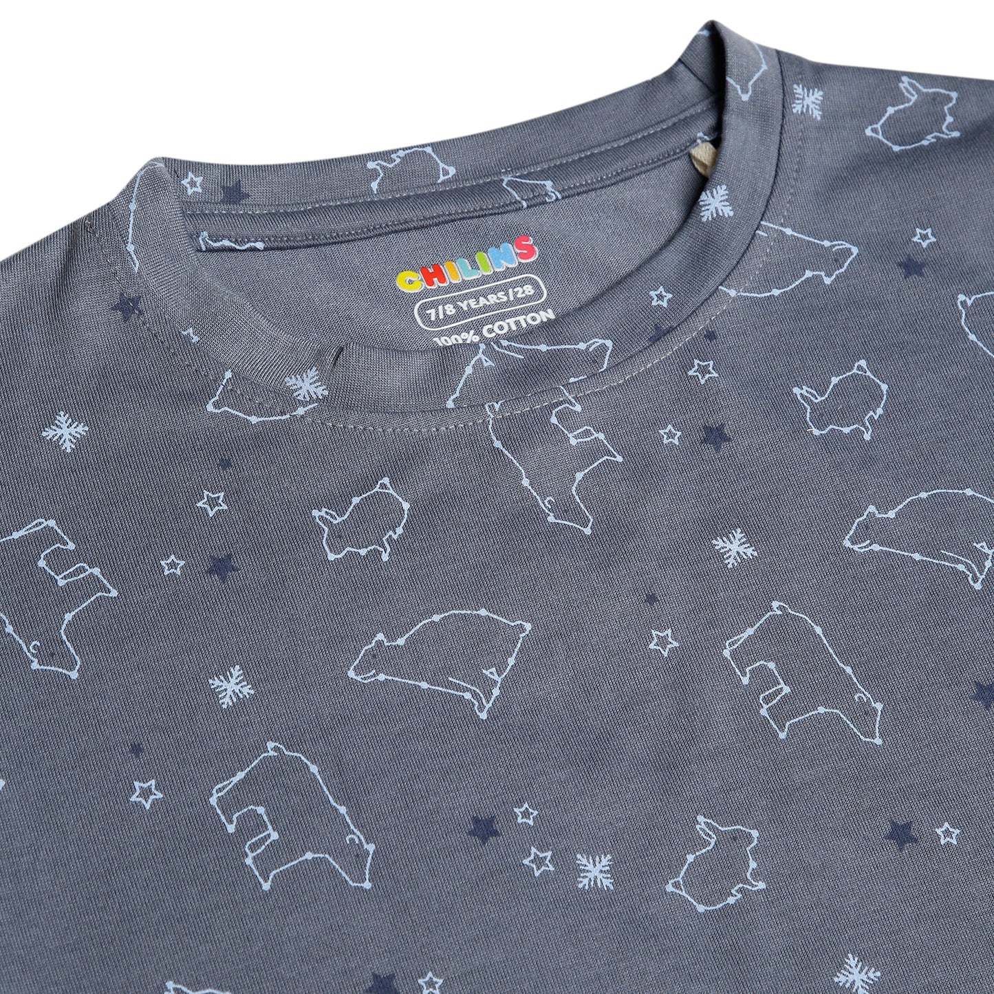 CHILINS Kids Pure Cotton Printed T-Shirt & Shorts Set | Bear Print Co-Ord Set