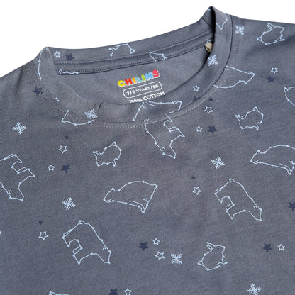 CHILINS Kids Pure Cotton Printed T-Shirt & Shorts Set | Bear Print Co-Ord Set