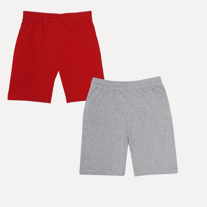 Kids Cotton Shorts Grey & Red