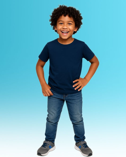 Kids Round Neck T-Shirt Half Sleeves 100% Cotton Plain Solid Color Tshirt