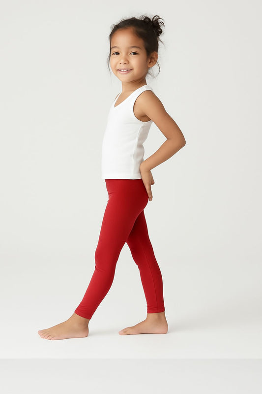 Lycra Cotton Legging for Girls Red
