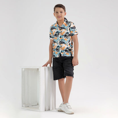 Boys Beach Resort Regular Fit Printed Shirt