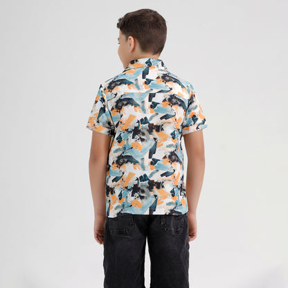 Boys Beach Resort Regular Fit Printed Shirt