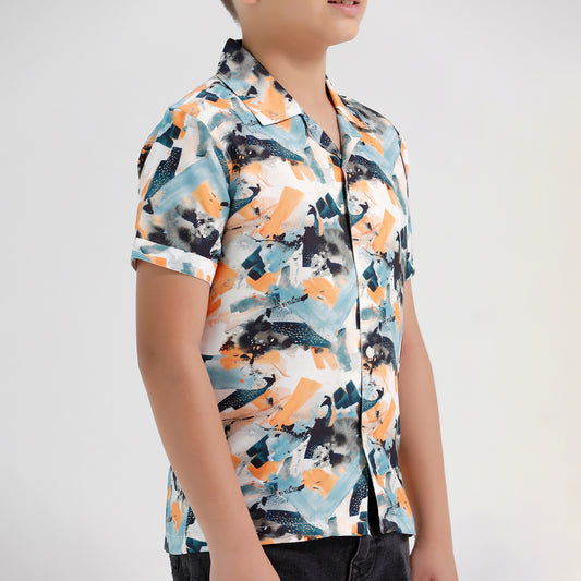 Boys Beach Resort Regular Fit Printed Shirt