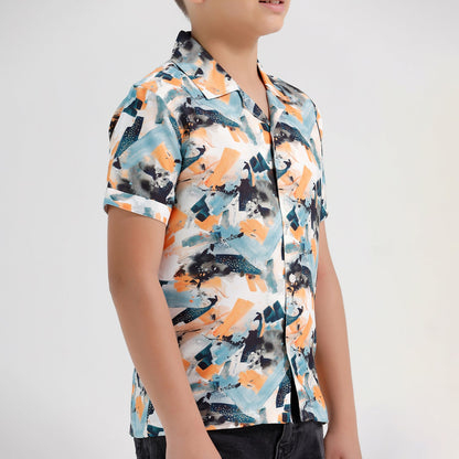 Boys Beach Resort Regular Fit Printed Shirt