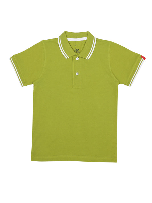 Chilins Boys Solid Polo Tshirt, Color- Mehandi