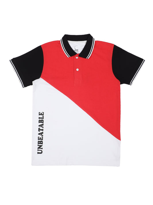 Chilins Boys Polo Tshirt, Color- Red & White
