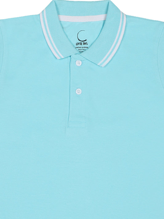 Kids-Boy's-Girl's-Cotton-Regular-Fit-Polo-T-Shirt-Turquoise