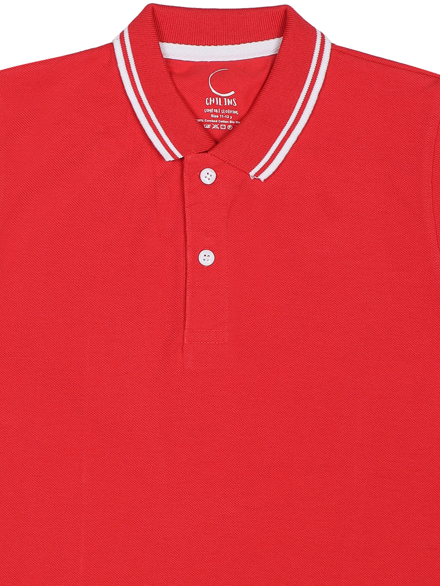 Chilins Kids Solid Polo Tshirt, Color- Red