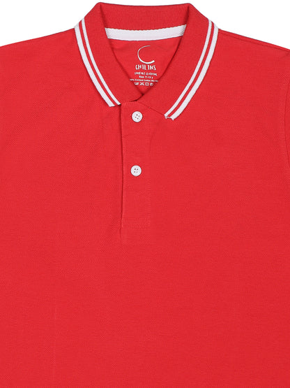 Chilins Kids Solid Polo Tshirt, Color- Red