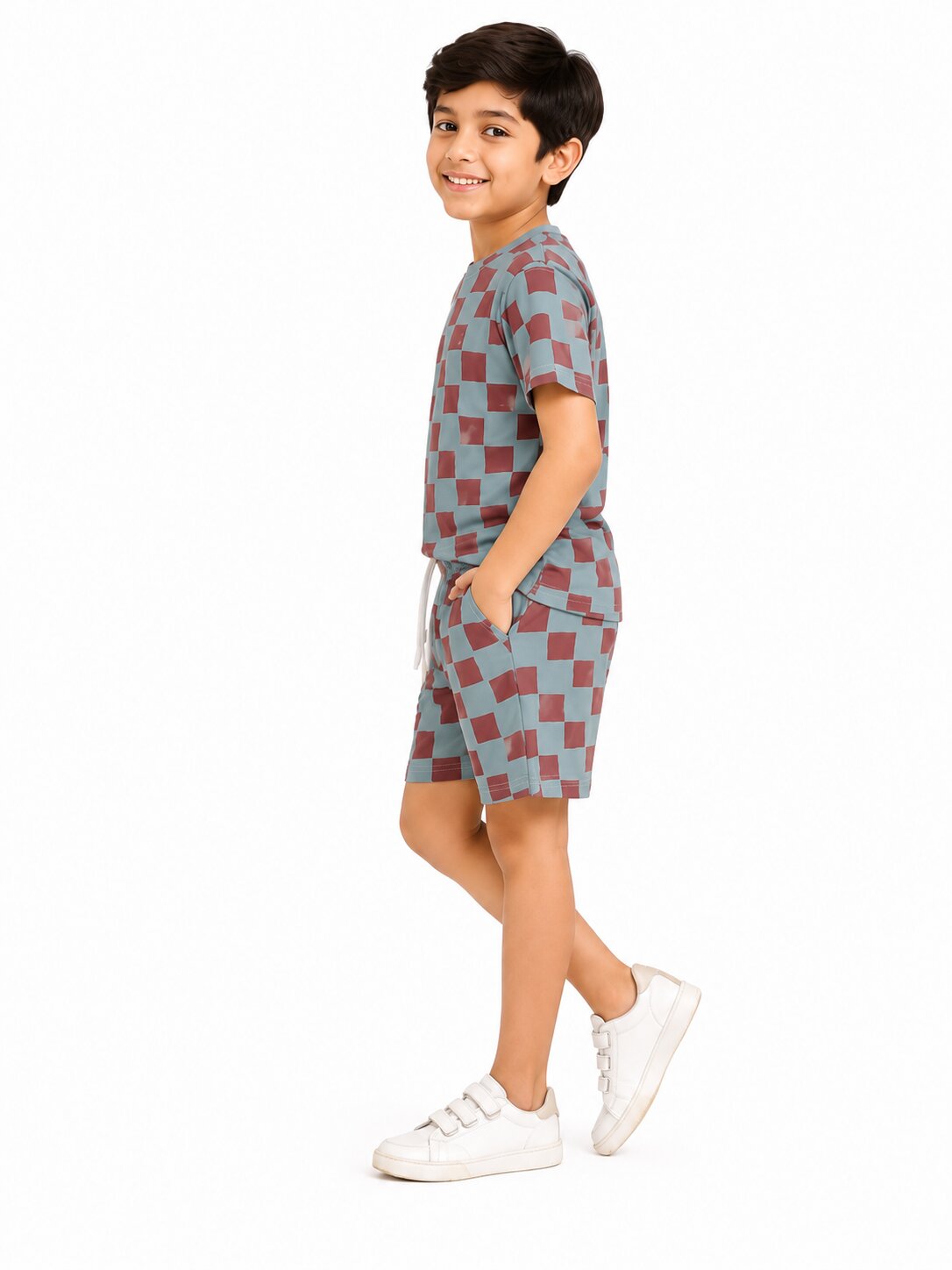 CHILINS Boys Blue Printed T-Shirt & Shorts Co-Ord Set