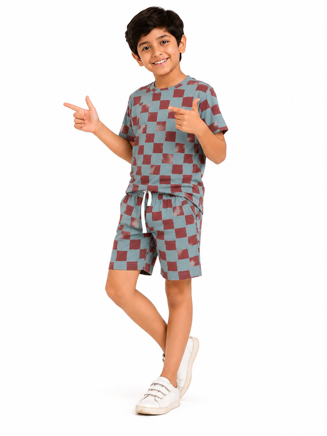CHILINS Boys Blue Printed T-Shirt & Shorts Co-Ord Set
