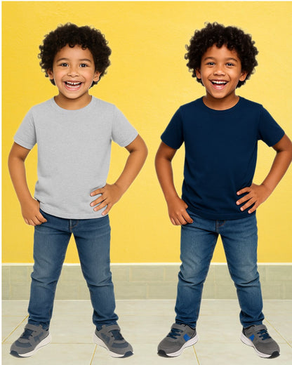 Kids Round Neck T-Shirt Half Sleeves 100% Cotton Plain Solid Color Tshirt