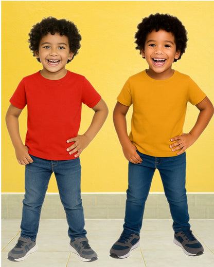 Kids Round Neck T-Shirt Half Sleeves 100% Cotton Plain Solid Color Tshirt