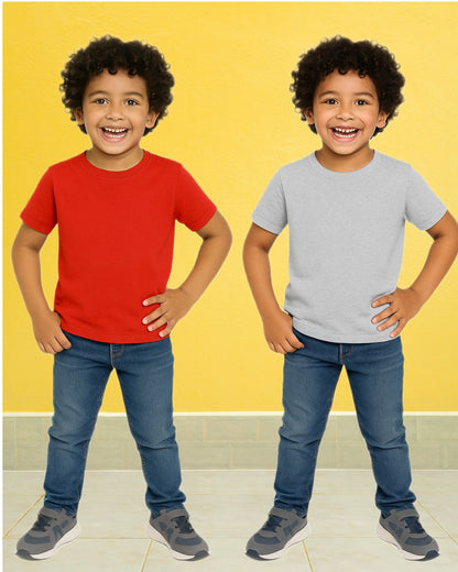 Kids Round Neck T-Shirt Half Sleeves 100% Cotton Plain Solid Color Tshirt