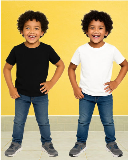 Kids Round Neck T-Shirt Half Sleeves 100% Cotton Plain Solid Color Tshirt