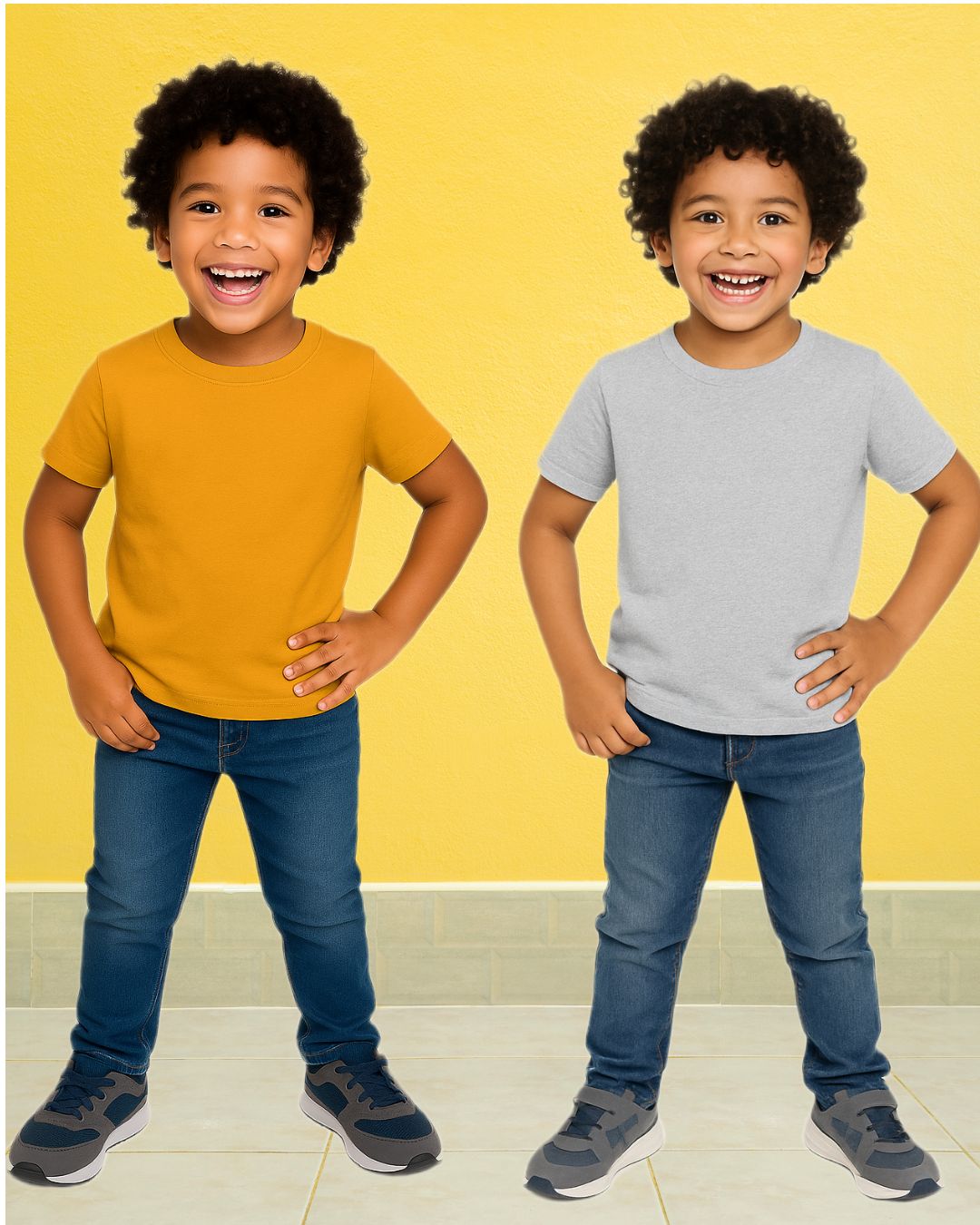 Kids Round Neck T-Shirt Half Sleeves 100% Cotton Plain Solid Color Tshirt