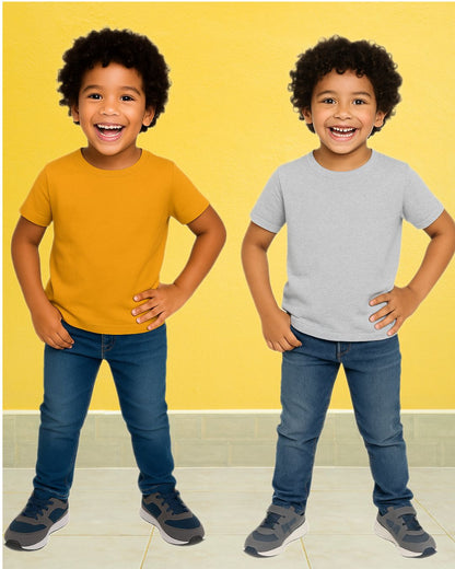 Kids Round Neck T-Shirt Half Sleeves 100% Cotton Plain Solid Color Tshirt