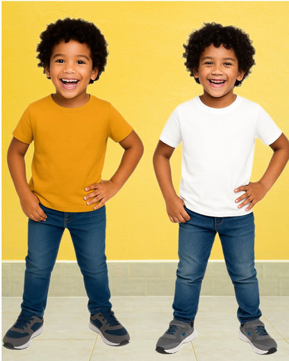 Kids Round Neck T-Shirt Half Sleeves 100% Cotton Plain Solid Color Tshirt