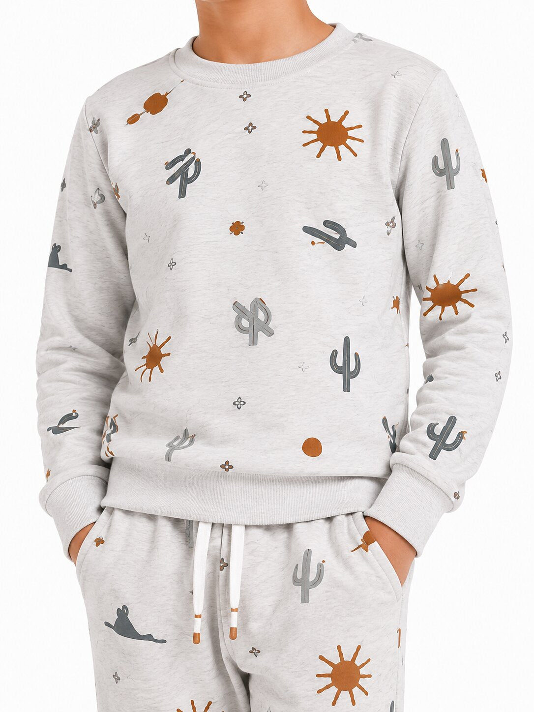 CHILINS Boys & Girls Off White Printed Co-Ord Set